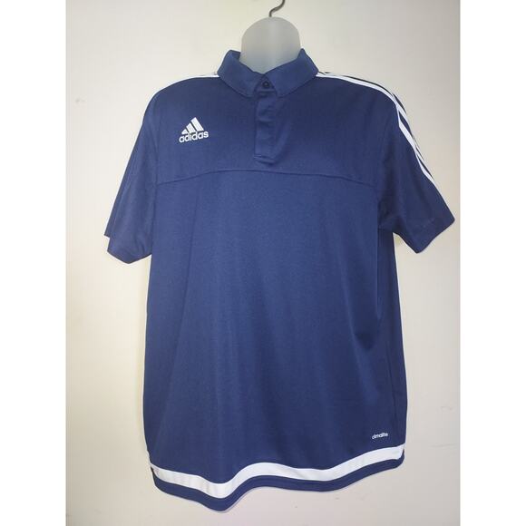 Adidas Men's Polo Climalite Athletic Lightweight Casual Shirt Blue White - Picture 1 of 11